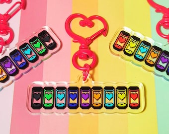 Undertale SOUL Containers - 1.5" Small Acrylic Charm Double Sided | Gaming Cute | Pixel Heart Jars