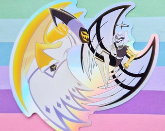 GuitarSpear - Adam & Lute - 3.5" Holographic Sticker - Hazbin Hotel inspired