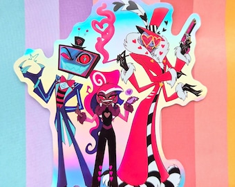 The Vees - 3.5" Holographic Sticker - Hazbin Hotel inspired - Vox - Valentino - Velvette