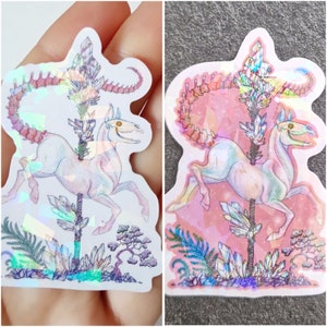 Pale Horse Holographic Vinyl Sticker 2.5&quot; | Furry | Pastel Goth | Kawaii | Vulture Culture Stickers