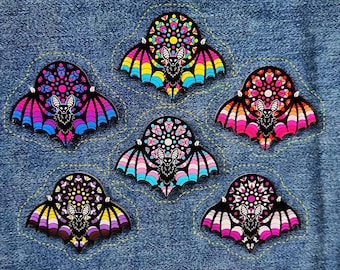 Pride Bat Gothic Window ACRYLIC PINS 2" | Gay | Bi Bisexual | Lesbian | Asexual Ace | Non Binary Enby | Pansexual | Trans Transgender