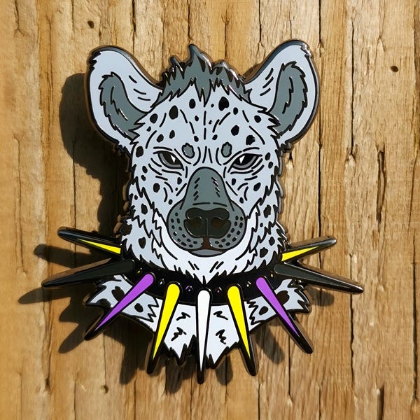 Niet-binaire Pride hyena-glazuurpin | Punk LGBTQIA+ reversspeld