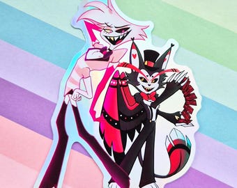 HuskerDust - 3.5" Holographic Sticker - Hazbin Hotel inspired - Angel Dust & Husk - Angeldust Husker