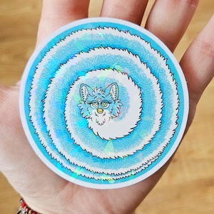 Blue Long Furby Holographic 3&quot; Sticker | Large Sticker| 1998 1999 Furb