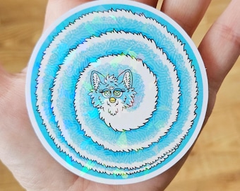 Blue Long Furby Holographic 3" Sticker | Large Sticker| 1998 1999 Furb