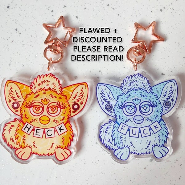 Furb Heck / Fuck Acrylic Keychain (DISCOUNTED) Star Keychain | Retro Furb 90s Vintage - Custom Furb | Long Furb | Oddbody |