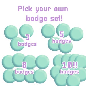 Wählen Sie Ihre Badges, Badges Set, Rabatt Button Anstecker