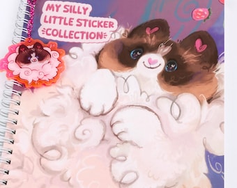 Fluffy Cat Reusable Sticker Book with Charm – B5 Size, 50 Sheets