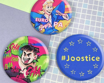 Joost Klein x Käärijä - Eurovision, Cha Cha Cha, Europapa - Button Badges 45mm