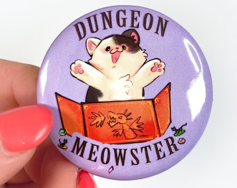 Dungeon Meowster, DnD Cat, GM, DM - Button Badges 45mm