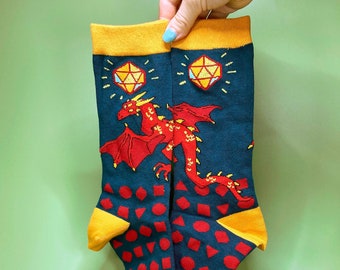 Dice Dragon - Cotton Socks EU 38-42, US Men 6 - 9,5, US Women 7,5 - 11,5