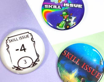 Skill Issue, Driving, Soulsborne, DND Games - Button Badges 45mm