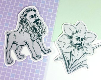 Gay Pirates, Blackbeard, Flower, Doggy - Stickers Vinyl 8cm 3.1", Die-cut