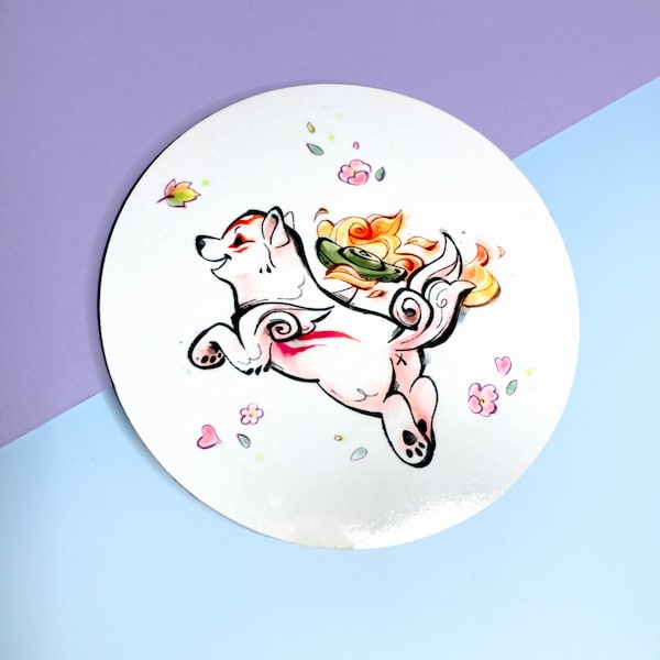 Okami - Coaster, 3.7"/9.5cm, Amaterasu, Chibiterasu, Shiranui,