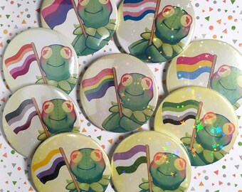 Pride LGBTQ+ Kikkers - Button Badges 45mm