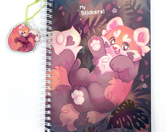 Red Panda Reusable Sticker Book with Charm – A5, 50 Sheets