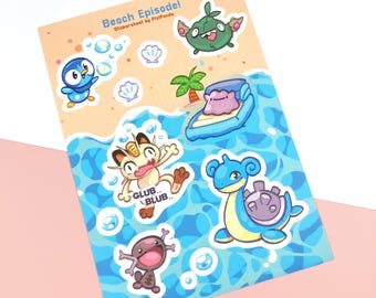 Poke Beach Day! - Stickersheet, waterproof vinyl