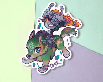 TLOZ Wolf Link, Midna - Sticker Vinyl 80mm 3", Die-cut, twilight princess