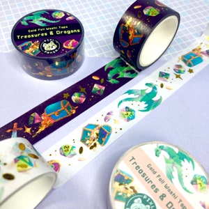 Dungeons, Dragons and Treasures - Gold Foil Washi Tape - 2cmx1000cm
