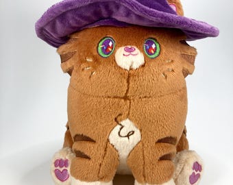 Orange Cat Plushie wearing Hat, Cats of the Coven, Witch, Clown, Wizard
