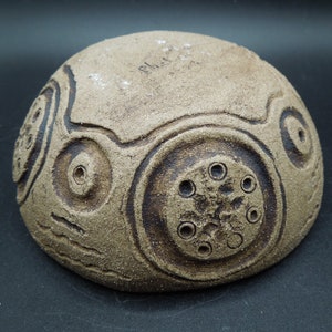 Handmade Carved Clay Bowl: Rustic Red Glazed Pottery (4.5 inch)