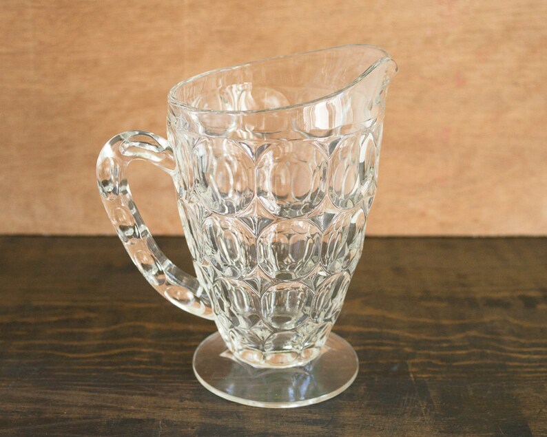 Vintage Glass Juice Pitcher Circle Pattern Etsy
