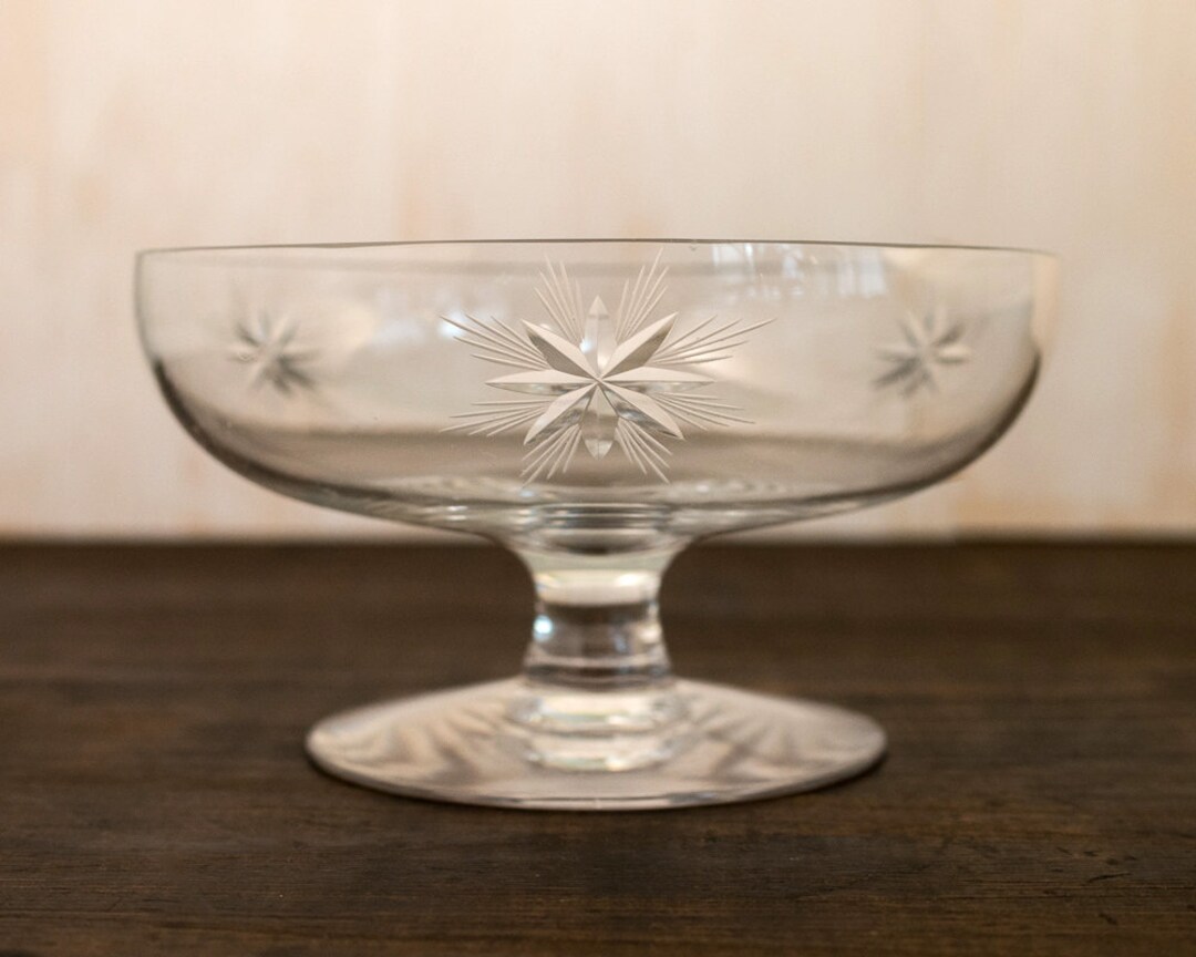 Cut Crystal Dessert Bowl With Star Pattern Candy Dish Etsy