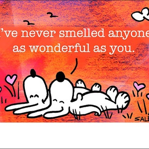 Smell Wonderful love friendship valentines anniversary birthday funny dog cartoons greeting cards mugs tee shirts mouse pads pets animals