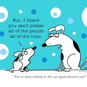 Talking To The Cat funny dog cartoons greeting cards mugs tee shirts mouse pads pets animals dogs