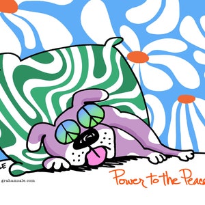 Power to the Peaceful funny dog cartoons greeting cards mugs tee shirts mouse pads pets animals