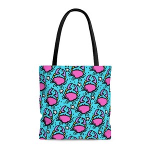 Crab Fashion Beach Bag Tote Beach Tote Colorful Crabs Beach Bags Stylish Fashionable Tote Bag