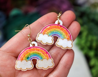 Opal Rainbow Earrings |  LGBTQ, Gift Ideas, Pride Earrings, Rainbow Pride, Gay Pride, Opal Earrings, Resin Earrings, Cute Gift Ideas