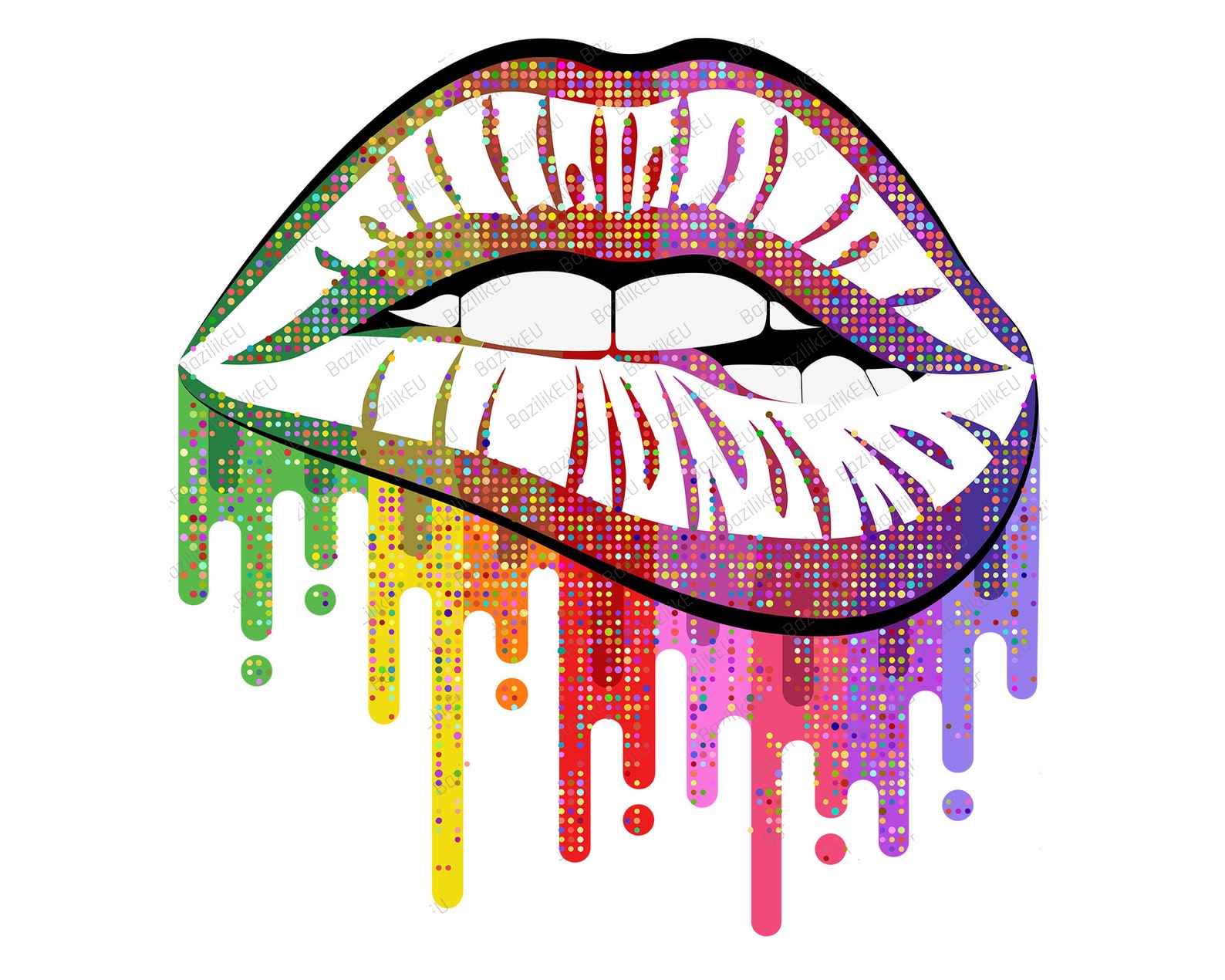 Rainbow Glitter Lips SVG Dripping Lips Lip Print Sexy | Etsy