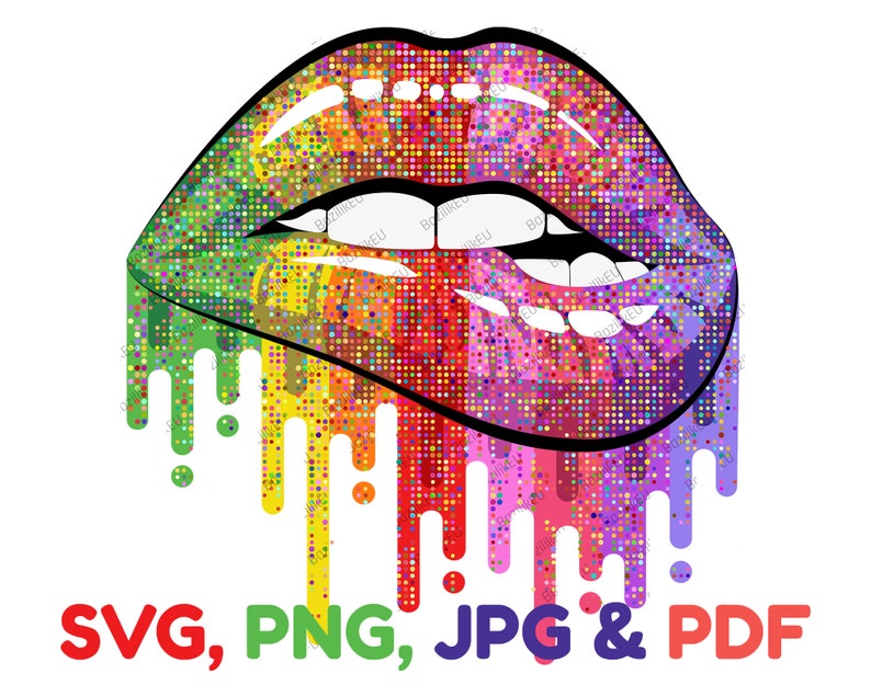 Download Rainbow Glitter Lips SVG Dripping Lips Lip Print Sexy | Etsy