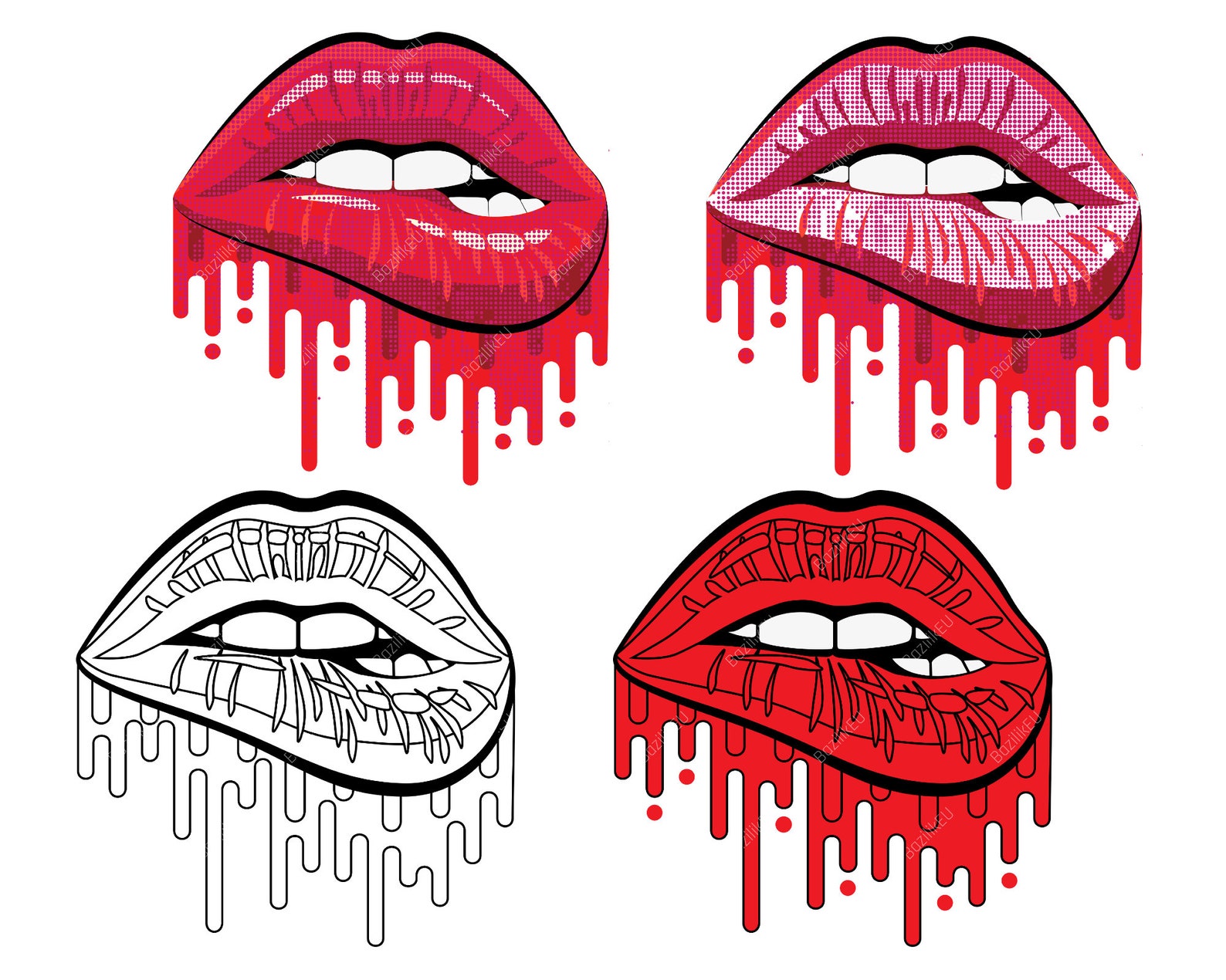 Red Glitter Lips SVG Digital Download Dripping Lips SVG Etsy