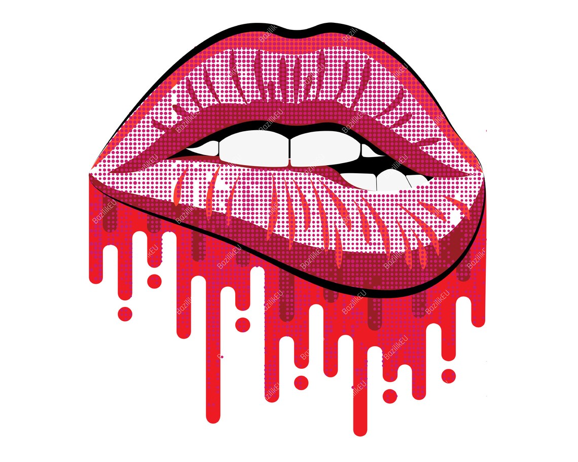 Red Glitter Lips SVG Digital Download Dripping Lips SVG Etsy