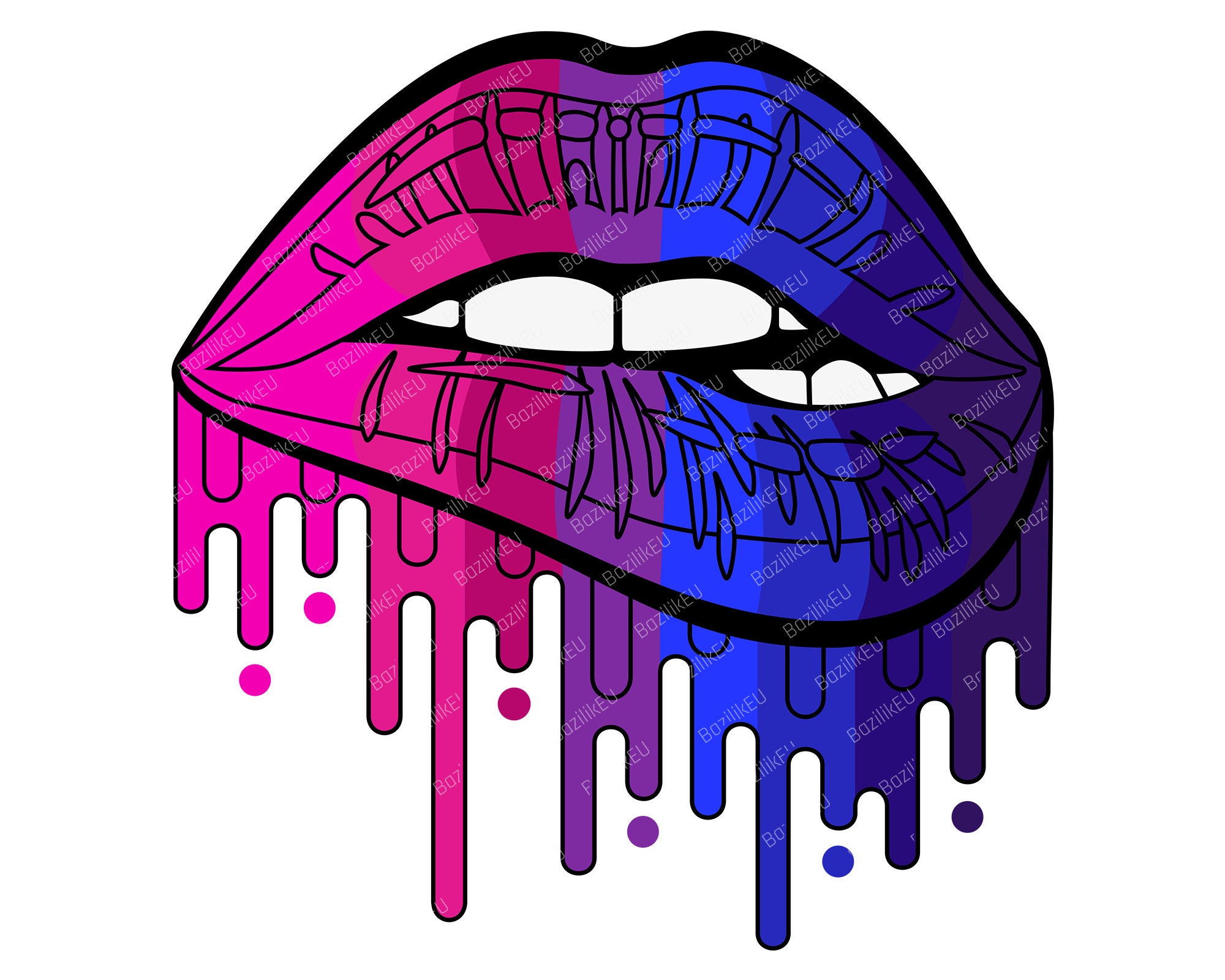Bisexual Pride Dripping Lips Svg Lgbt Pride Flag Tattoo Art Etsy