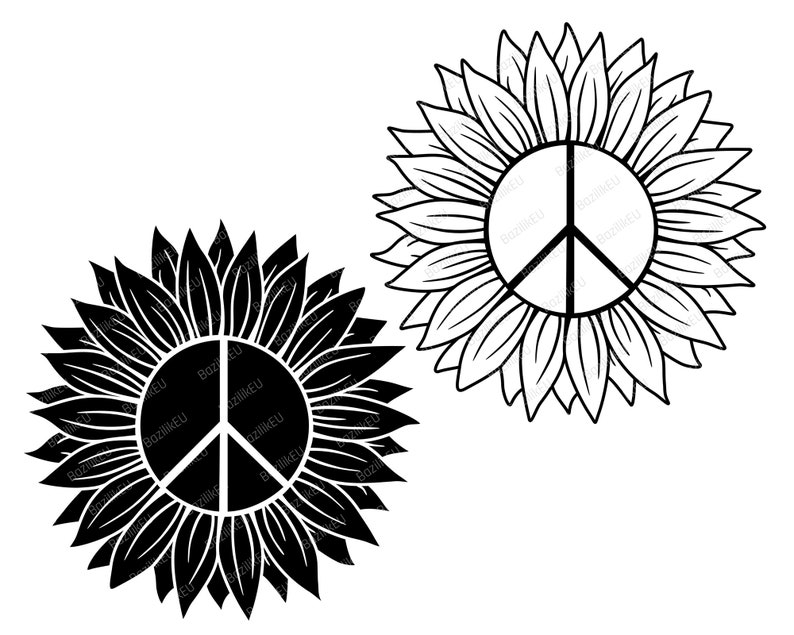 Cut File Sunflower Svg Peace Sign Svg Decal Instant Digital Download! Png Eps Dxf Clipart Peace /& Sunflower Svg