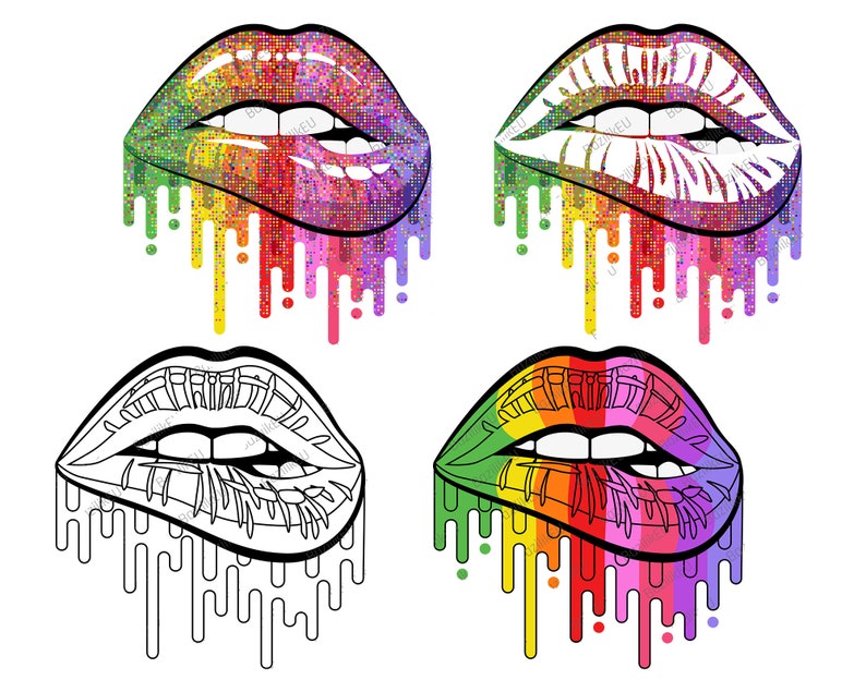 Download Rainbow Glitter Lips SVG Dripping Lips Lip Print Sexy | Etsy