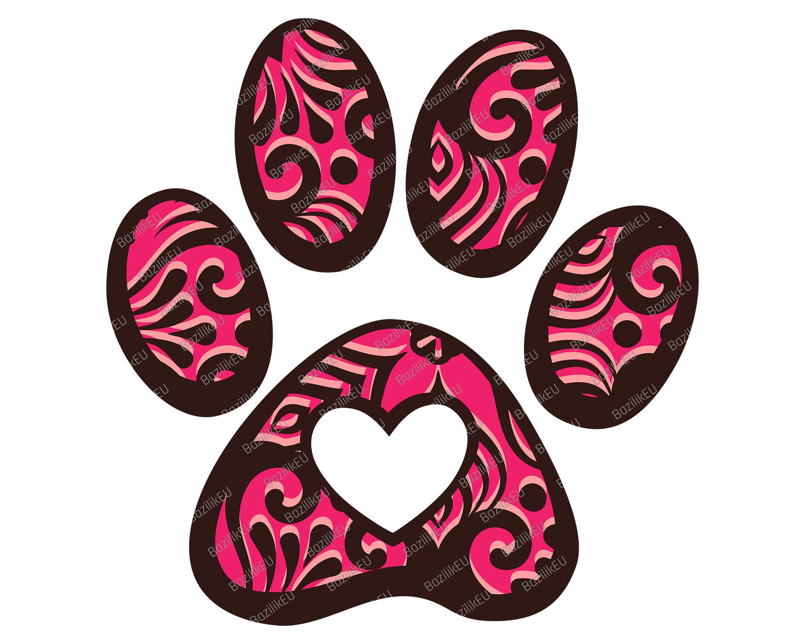Mandala Paw SVG Zentangle Paw Print Pet Paw Print SVG Cat | Etsy