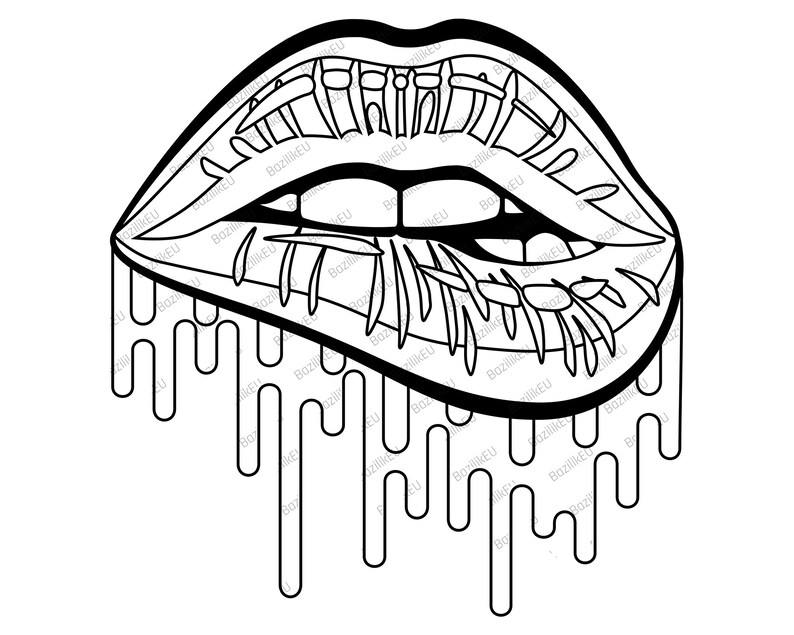 Dripping Lips Svg Sexy Biting Lips Png Svg Bleeding Lips Etsy