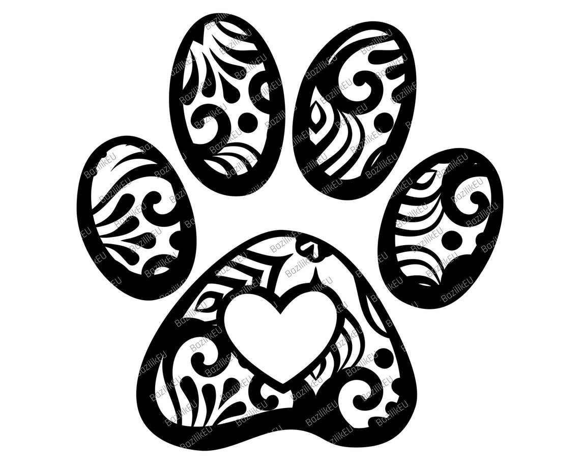 Mandala Paw SVG Zentangle Paw Print Pet Paw Print SVG Gato | Etsy