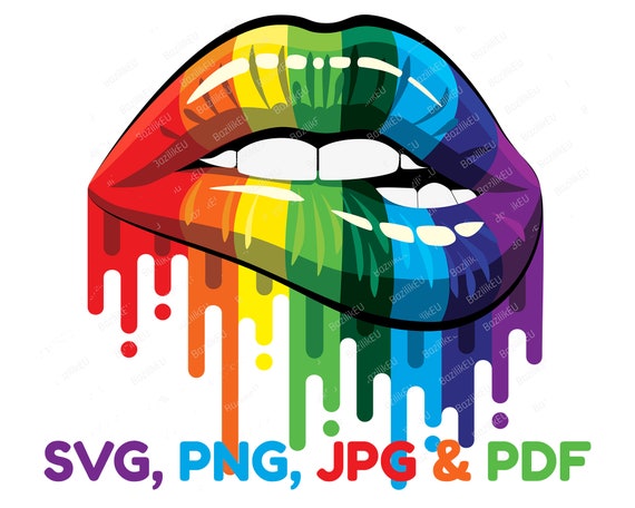 Lgbt Pride Lips Svg Dripping Lips Lip Print Sexy Biting Etsy