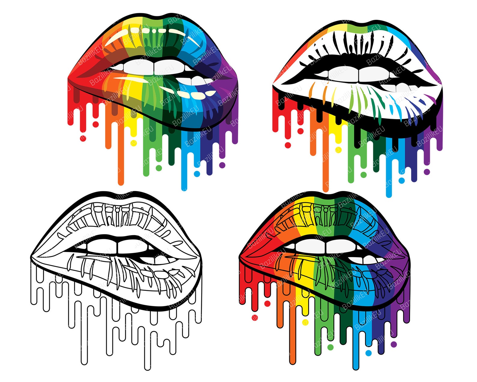 Lgbt Pride Lips Svg Dripping Lips Lip Print Sexy Biting Etsy