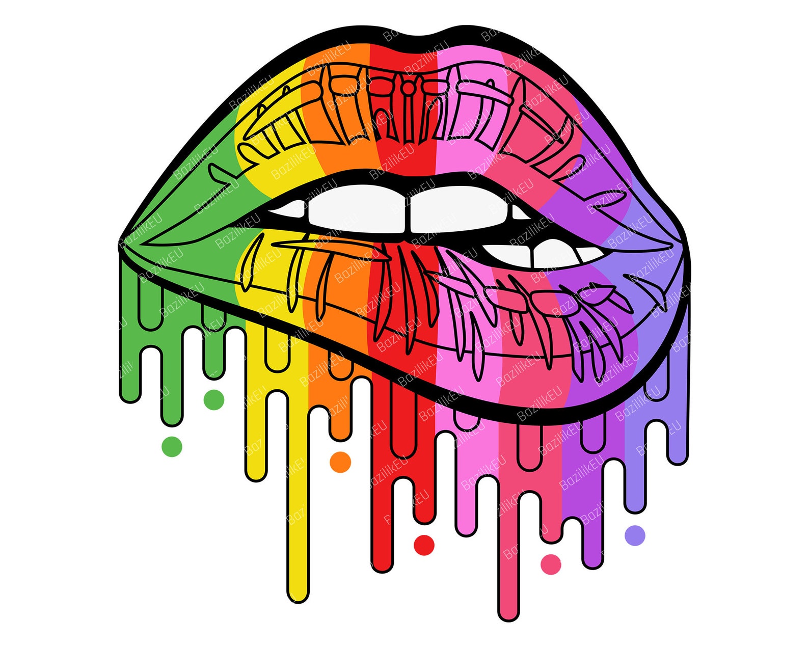 Rainbow Glitter Lips SVG Dripping Lips Lip Print Sexy | Etsy