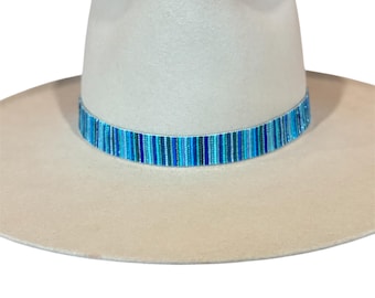 Beaded Cowboy Hatband: Loom-Woven Seed Beads, Leather Ties
