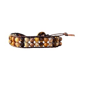 Brown Beaded Bracelet, Beaded Boho Bracelet, Wrap Bracelet, Leather Wrap Bracelet, Leather Bracelet