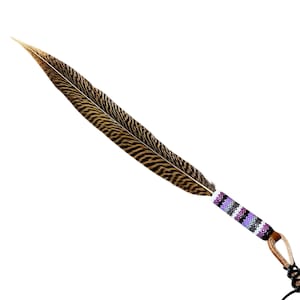 Handmade Beaded Feather, Beaded Feather Stem, Pheasant Feather, Beaded Gifts