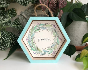 Peace Watercolor Wreath Shadowbox