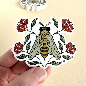 Bee and Flowers Sticker: Waterproof Vinyl Laptop Decal